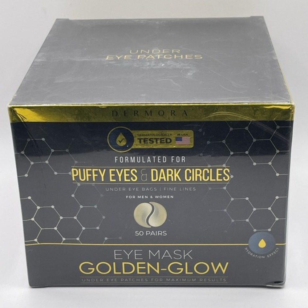 DERMORA 24K‎ Gold Eye Mask 50 Pairs Collagen Under Eye Patches Dark Circles NEW